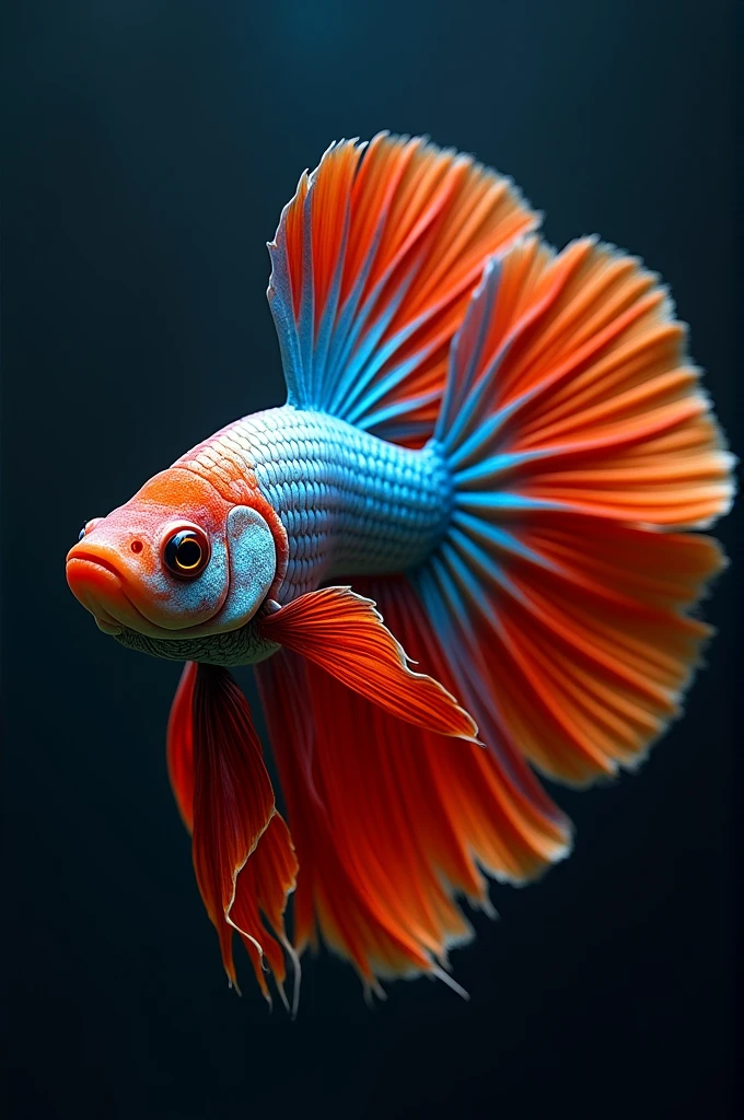 Photo of an aggressive and majestic multi-colored betta fish for Instagram.