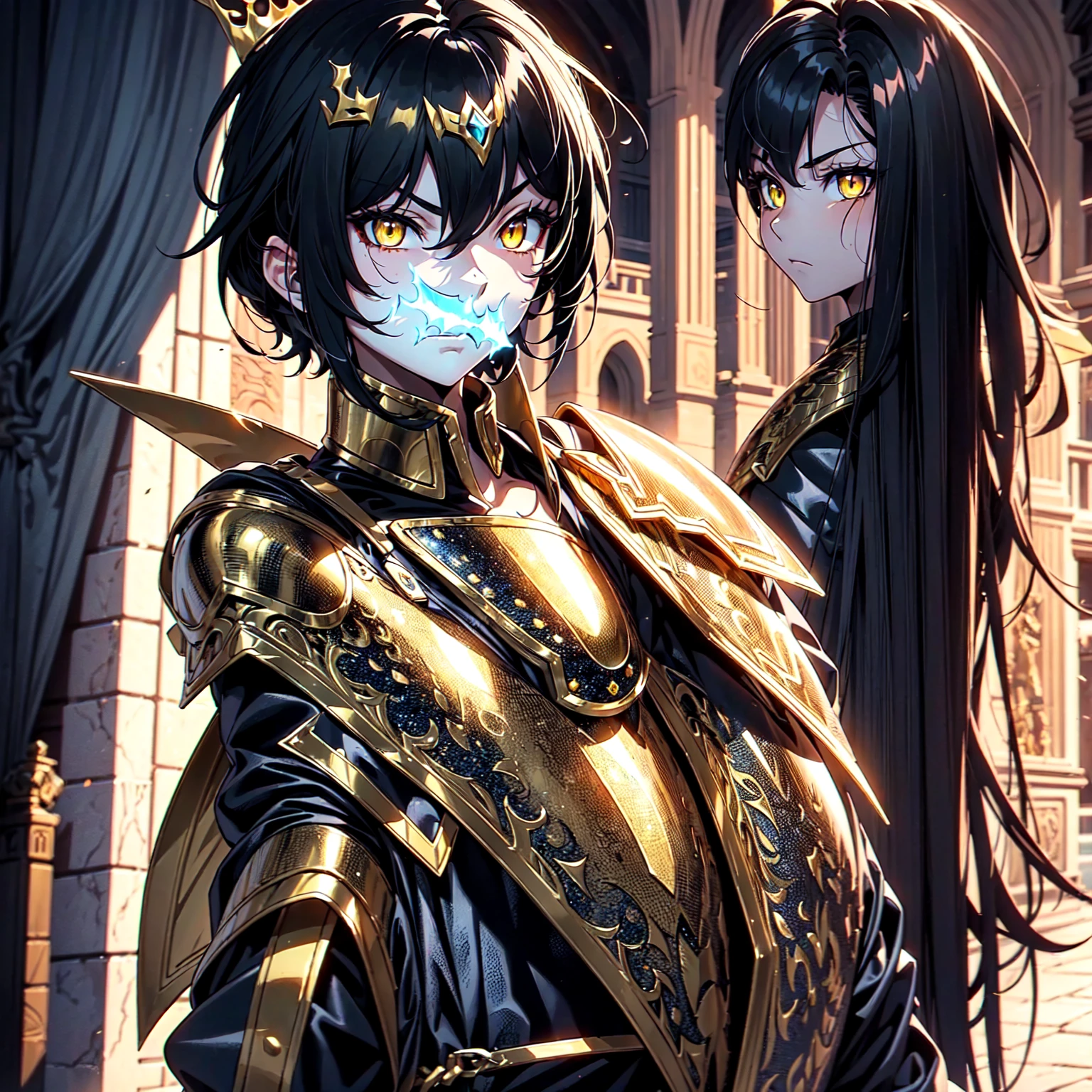 128K Ultra High Definition,
128K Ultra High Quality,
128K Ultra High Resolution,
Best Definition,
Best Quality,
Best Resolution,
Perfectly Detailed,
Perfectly Designed,
Extremely Detailed,
Extremely Designed,
Hyper Detailed,
Hyper Definition,
Hyper Quality,
Hyper Resolution,
Masterpiece,
(((Anime))),
Body Shot,
(((Boy))),
Handsome,
Muscular Body,
(((Black Mid Hair))),
(((Yellow Eyes))),
(((Obsidian Warlord Armor))),
(((Inside Of Medieval Royal Palace Background Scenery))),