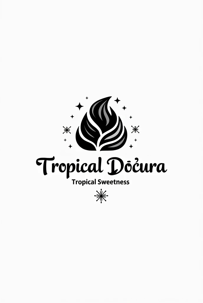  I have a gourmet ice cream company but I don&#39;t have a logo. Create a logo "Tropical Sweetness" the name has to be in Portuguese. It is the name of the brand that has a creative and unique modern design based on the culture of Angola in black and white colors. 