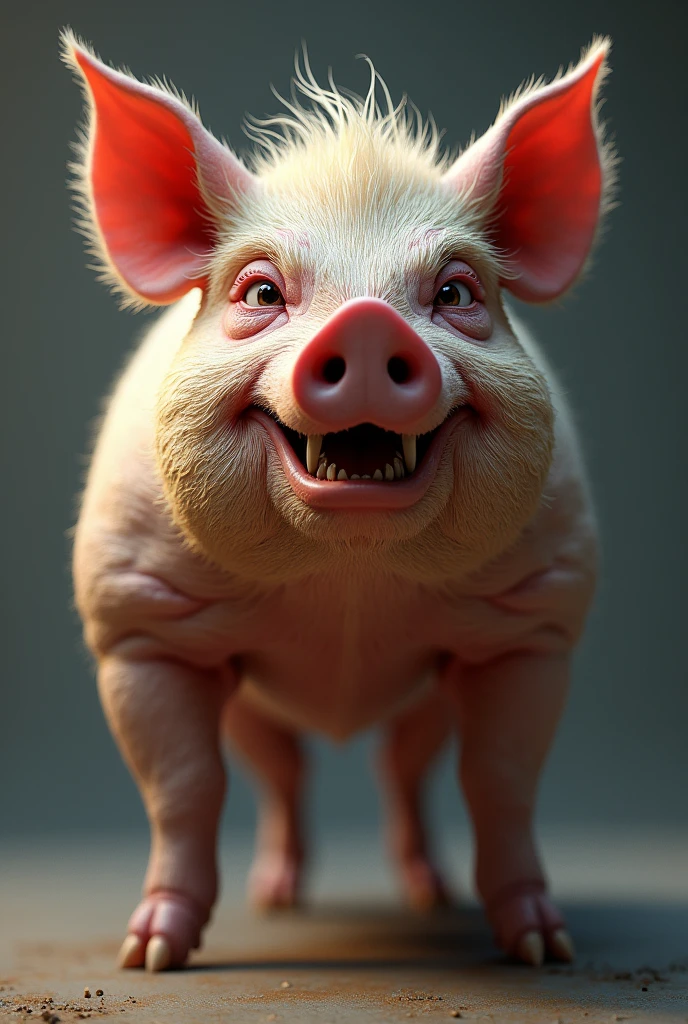 Create for me a picture of an angry pig