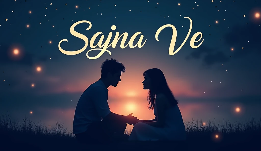 Here’s a prompt to create a thumbnail for your song:

---

**Title:** Sajna Ve

**Design Elements:**
- **Background:** A romantic twilight scene with a blend of deep blues and purples, depicting a serene night sky.
- **Central Image:** Silhouette of a couple or a person dreaming, with subtle stars and soft glow effects around them.
- **Text:** 
  - **Title:** “Sajna Ve” in elegant, flowing script.
  - **Subtitle:** "Punjabi Love Song" in a smaller, clean font.
- **Additional Elements:** Incorporate subtle elements like stars or moonlight to enhance the dreamy theme. Use a light haze effect to give a nostalgic and intimate feel.

**Color Scheme:** Deep blues, purples, and gentle gold highlights to evoke a romantic and dreamy atmosphere.

---

Feel free to adjust any elements based on your vision for the song!