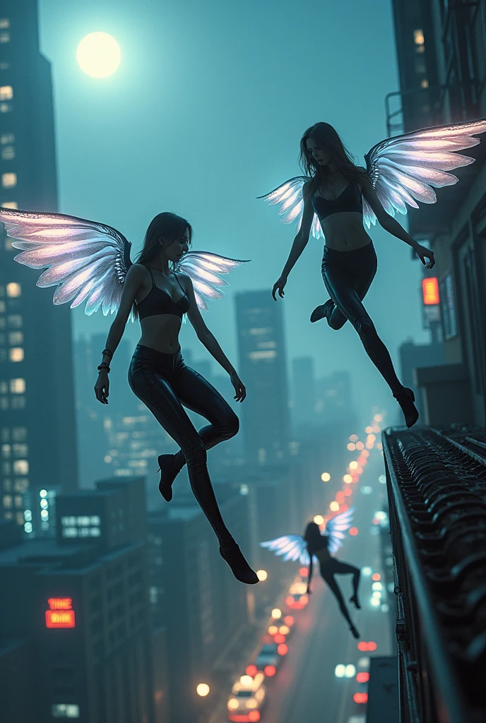 import torch
# Define the prompt for Scene 2: Threat Neutralization
prompt = (
"A high-stakes action scene featuring three female secret agents resembling Victoria's Secret models, "
"each with glowing angel wings. They are dressed in sleek, tactical outfits that blend style and functionality. "
"The scene is set on the rooftop of a skyscraper in a futuristic city, under the glow of moonlight and neon signs. "
"Kira is mid-air, executing a flawless leap between two buildings, her wings outstretched and glowing, "
"ready to neutralize a threat on the opposite rooftop. Her expression is fierce and focused. "
"Lya is swiftly disabling a ticking bomb attached to an antenna, her hands steady and her face determined. "
"Victoria is in combat, engaging an enemy in a hand-to-hand fight, her wings providing balance and agility. "
"The overall atmosphere is tense, dramatic, and filled with suspense, with sharp, clear movements and intense expressions. "
"The cityscape below is a blur of lights and motion, while the agents are sharply in focus. "
"The lighting is dramatic, with contrasting shadows and neon highlights, emphasizing the urgency of the situation. "
"The scene is captured as if filmed with a Canon XF605 UHD 4K HDR Pro Camcorder, with high-resolution details and dynamic motion effects."
)
# Configuration settings
clip_guidance_scale = 25 # Stronger guidance for focused action
hr_scale = 4.0 # High-resolution scaling
hr_upscaler = "R-ESRGAN" # High-quality upscaling
latent_shift = torch.randn(1, 4, 64, 64) * 0.03 # Subtle variation for dynamic effect
prompt_weighting = (
"Victoria's Secret Models::5.0 | Angel Wings::4.5 | Tactical Action::5.0 | "
"Futuristic Rooftop Scene::4.5 | Sharp Focus and Motion::4.8"
) # Emphasizes the tactical action and futuristic setting
cross_attention_strength = 2.8 # Focus on characters and details
shallow_depth_of_field = True # Shallow depth of field for subject focus
lightin
