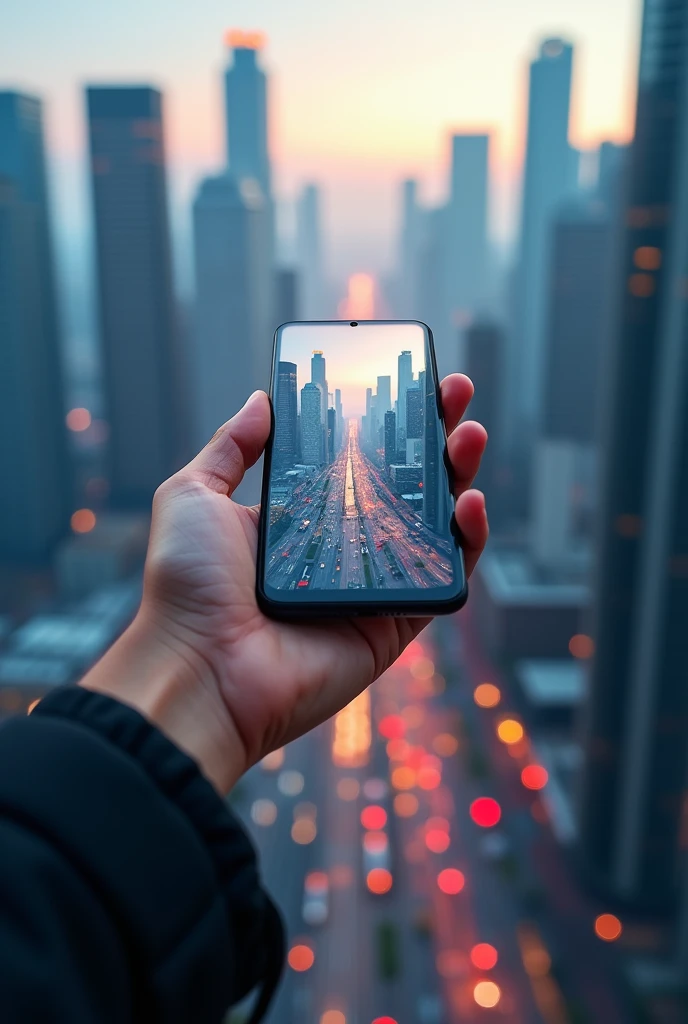 Hand catching 📲 catching mobile showing mobile back ground should be city