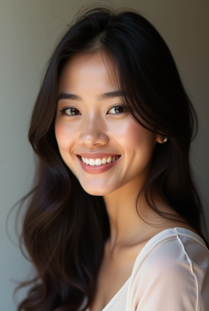 Photorealism 1.4 realistic realism high detailed definition photoshoot sessions Malay adult women beautiful faces have dimple long straight hair smile