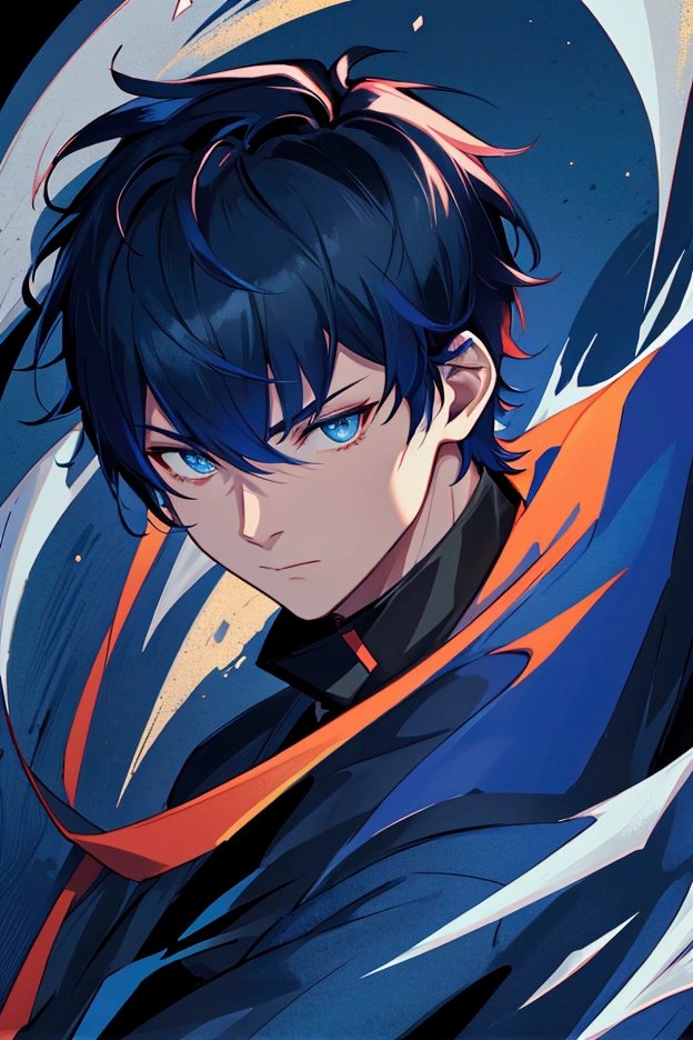 1man,solo,short hair,half dragon,dark blue hair