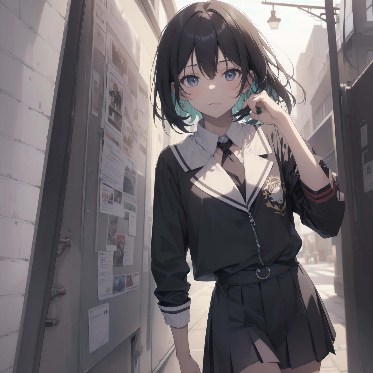 ultra-absurdres-Top quality by artist God, ultra-detailed, high resolution, anime moe artstyle, best anime 8k konachan wallpaper, pixiv contest winner, pool:2810, perfect anatomy,break, 1girl, (Please draw a girl walking sleepily to school alone. )break,(Solo,little female,15yo:1.3),Full limbs, ,a junior high school student, (very short hair), short cut, flat chest, , small butt, small black eyes, beautiful detailed eyes, well-proportioned iris and pupils, expressive eyes, highres detailed hair, soft expression, salor school_uniform, sailor collar, serahuku, bow, pleated skirt,(Detailed Lighting), (Detailed background), in the School commute route. break,super detailed skin, Best cinematic lighting powered by famous artist, 8k,beauty illustration,photoshop_(medium),very aesthetic,break,((artist:merunyaa )), artist:clamp ,artist:carnelian ,artist:kantoku ,
