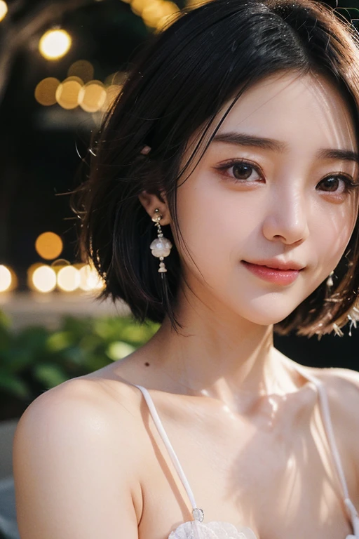 (2 Japanese girl,), (Small breasts:1.5,),(solo,Textured skin, Detailed skin,Detailed face,Detailed eyes,detailed posing,Natural eyebrows,Perfect limbs,High detail, Highest quality, Super detailed, Surrealism, ,8k,RAW Photos,Photographicism,Professional Lighting,Portrait Photography,),((Black Hair, Dark Eyes,Natural Makeup,Simple earrings,Bob Hair,happiness/joy)),(((Ashikaga Flower Park illuminations,Bokeh ball)))