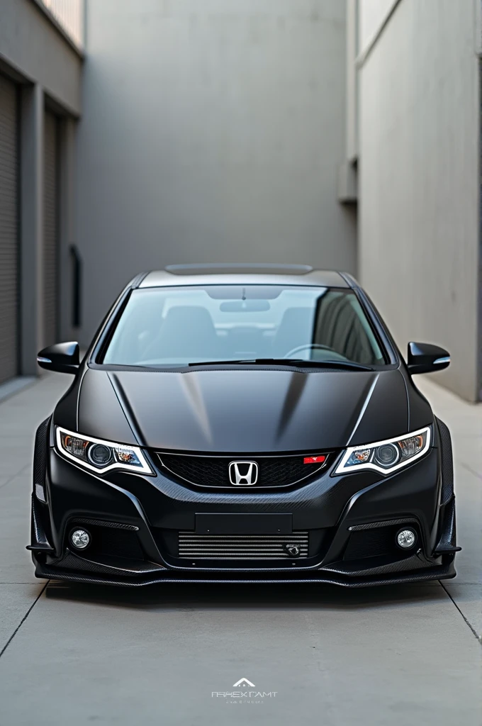 Honda civic FB 2012 in black doff with body kitt carbon, rearview carbon , spoiler carbon and little tosca blue touch