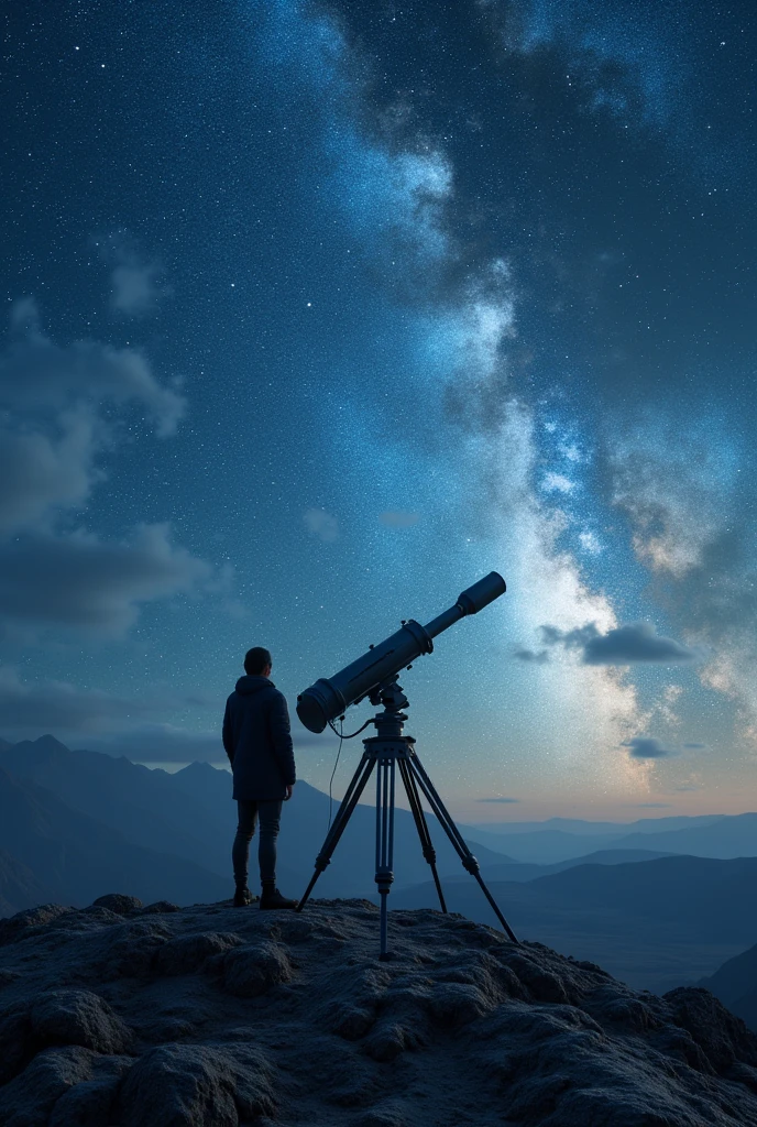 Fotogerçekçilik:1.2, Telescope and polar rays looking at the night sky from the ground