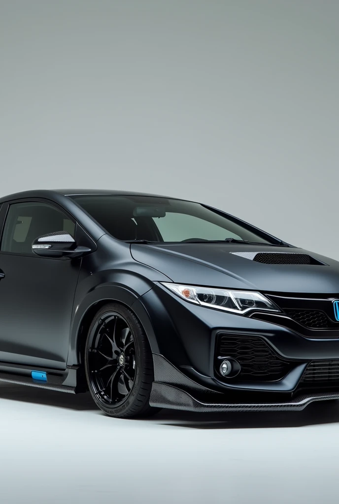 Honda civic FB 2012 in black doff with body kitt carbon, rearview carbon , spoiler carbon and little tosca blue touch on body kit  