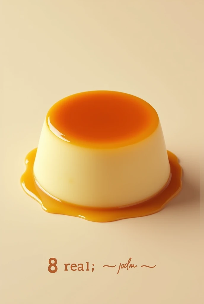 written board:
Pudim 🍮
Com a mensagem:
8 Reais per unit under the image of the pudding
