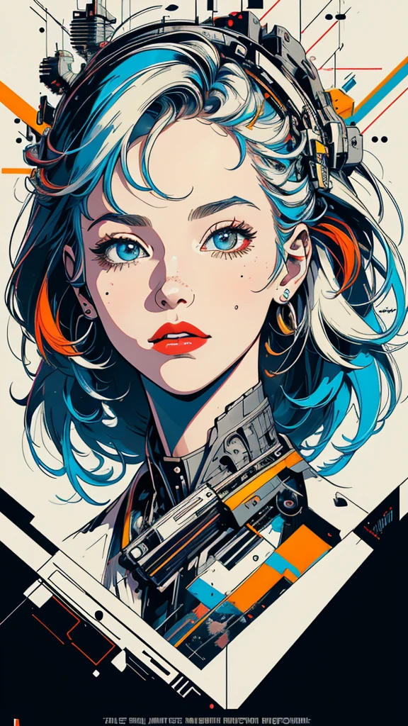 (((masterpiece, highest quality))),(((solo:1.2))),(((1girl:1.2))),32k wallpaper, very detailed, poster, vintage science fiction,(((((geometric cinematic movie poster))))),(((((bauhaus))))), shape,(((abstract))),(mid century modern),movie poster,(((((portfolio))))),(((((Close-up))))),(((((bust up))))),((((more various angle)))),(((highlight))),((((heterochromia)))),(((complete detailed face))),(((detailed futuristic machine))),(((most complecated machine))),unlimited colorful color scheme,(((Absolutely mechanic background)))