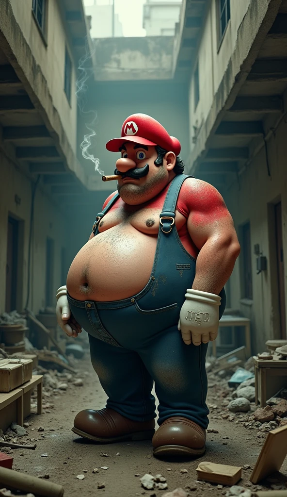 Mario Bros obese, smoking, dirty and deplorable environment