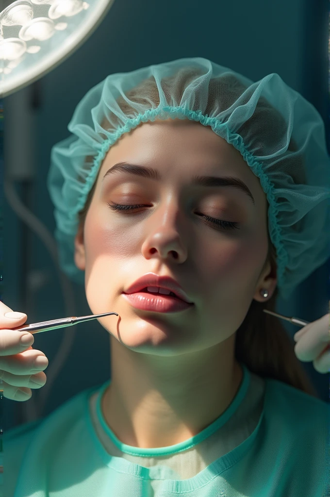 face of a woman undergoing plastic surgery