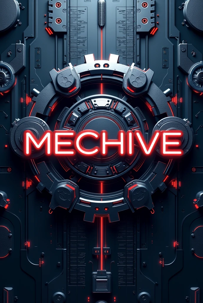 A futuristic poster for a college's mechanical engineering association. The name of the association is MechHive. Put the name in the centre of the poster. Make it more related to mechanical engineering.