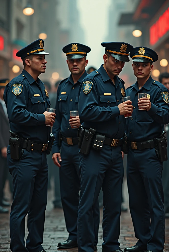 4 police officers in charge of public order drunk and drinking alcohol