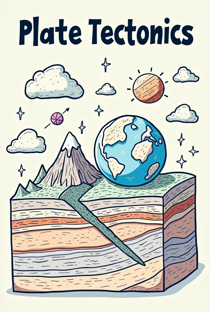 easy poster that i can draw and color easily for begginer, about plate tectonics