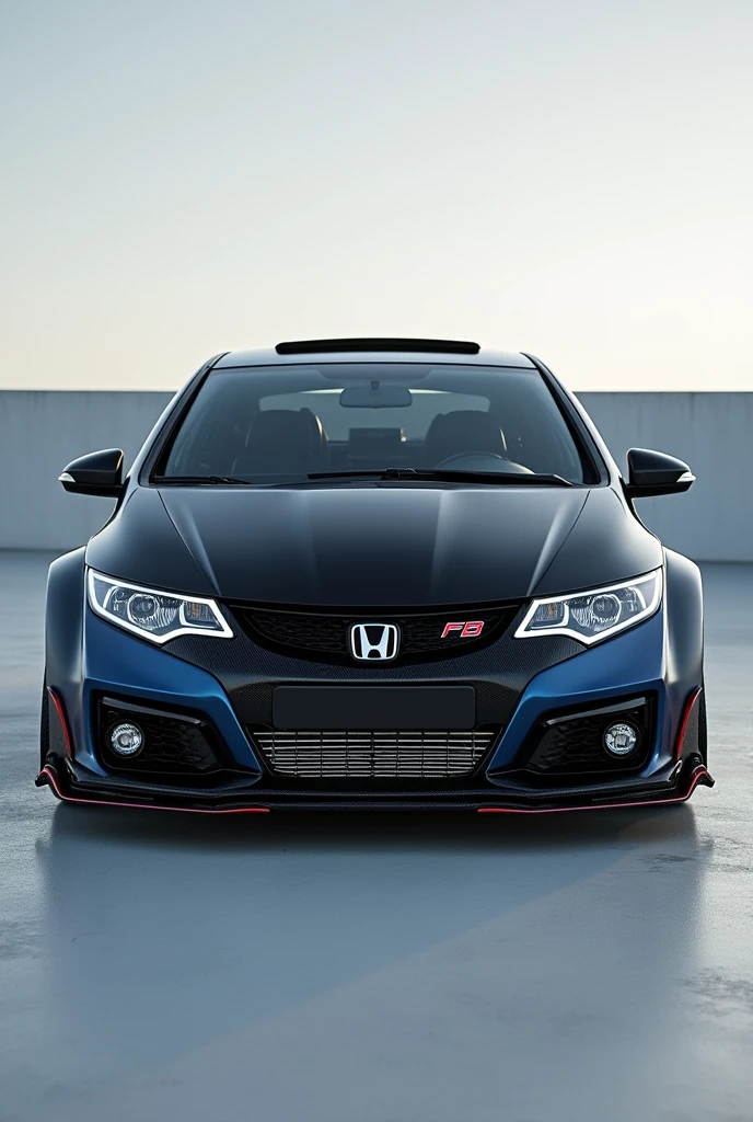 Honda civic FB 2012 in Black doff color with carbon body kitt, carbon spoiler, carbon rearview cover and tosca blue list 
