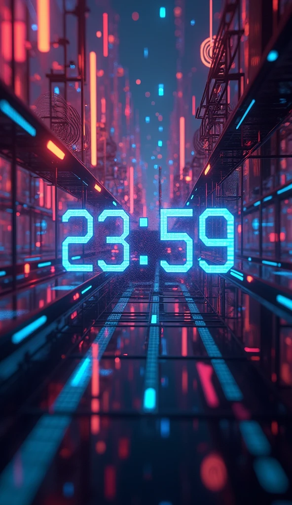 Digital clock show time 23:59, abstract HD Wallpaper