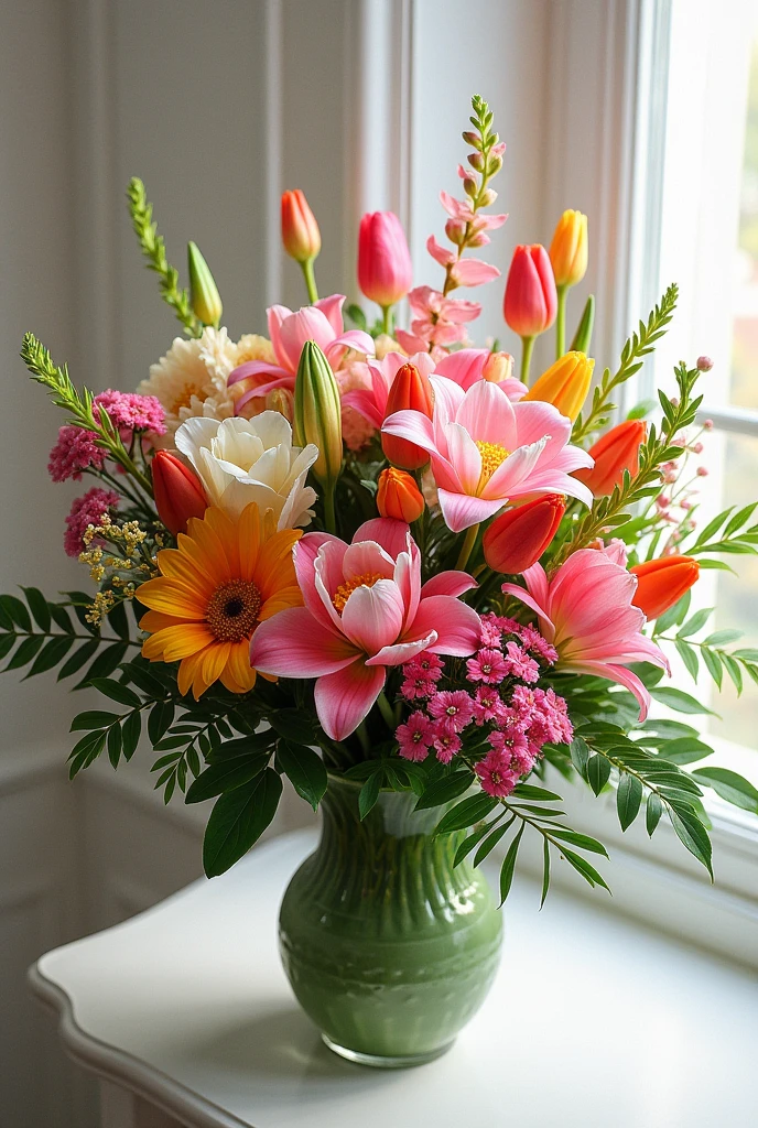 a bouquet including the following flowers: gardênias, jasmins manga, lilies and tulips