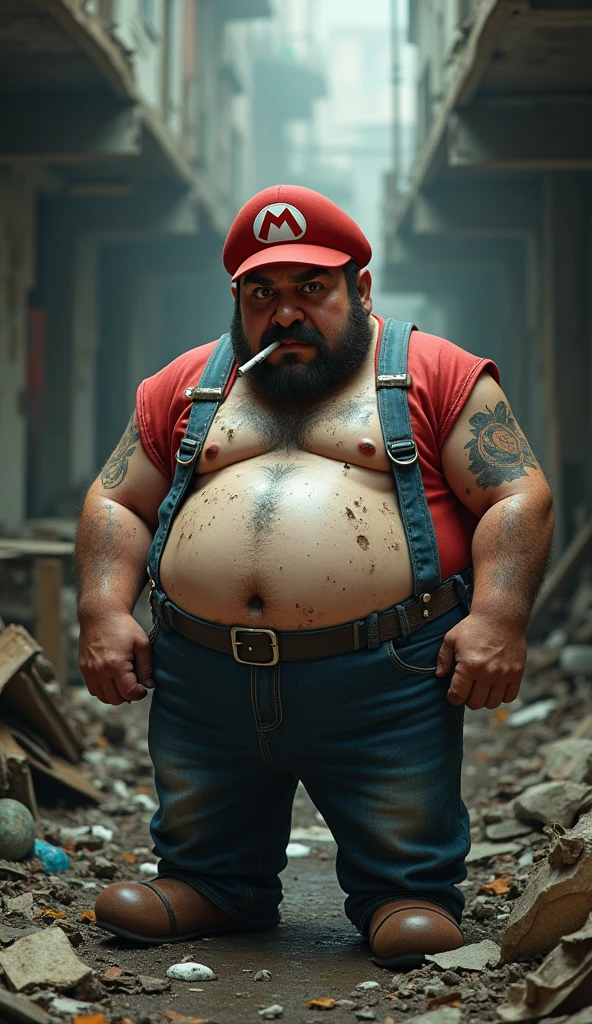 Mario Bros obese, smoking, dirty and deplorable environment