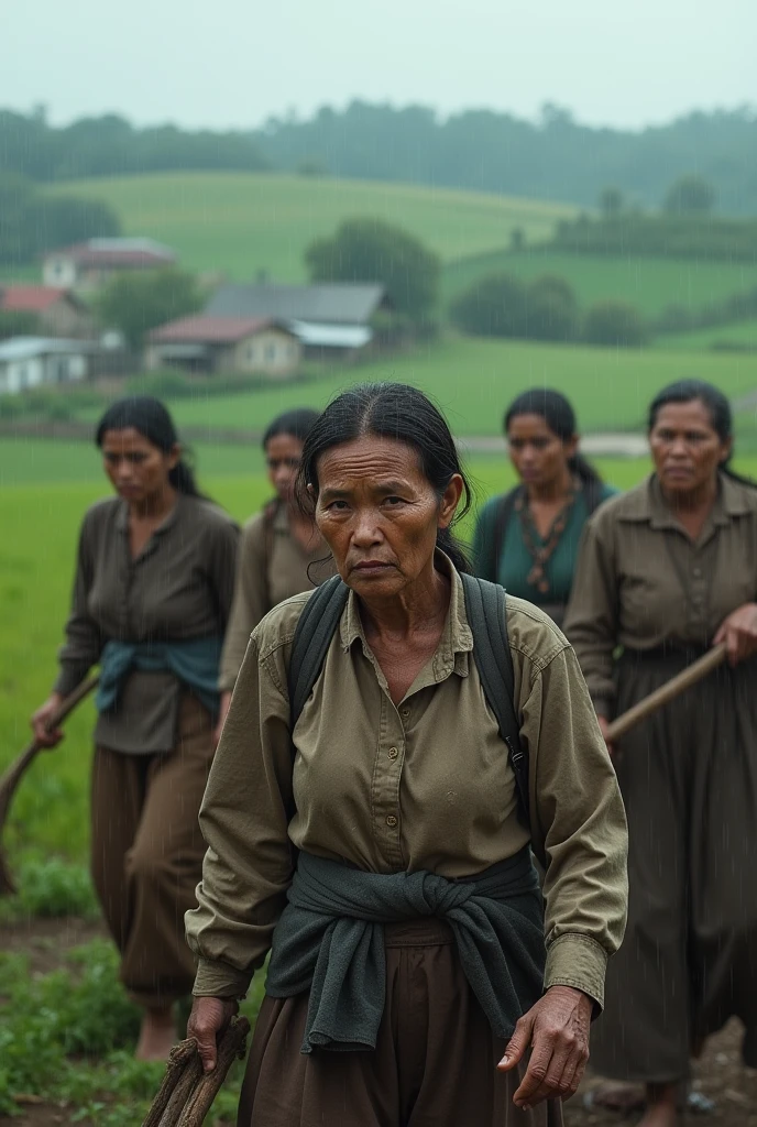 Poar Farmers women hard work in the rain 