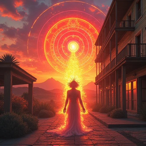Psychedelic God々A beautiful red sunset at the old hotel in California