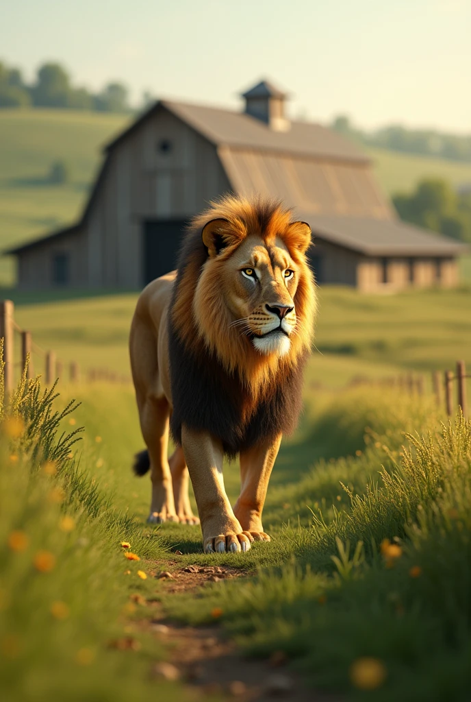Farm in a walking lion video
