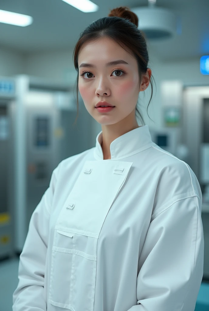 A woman in surgical gown