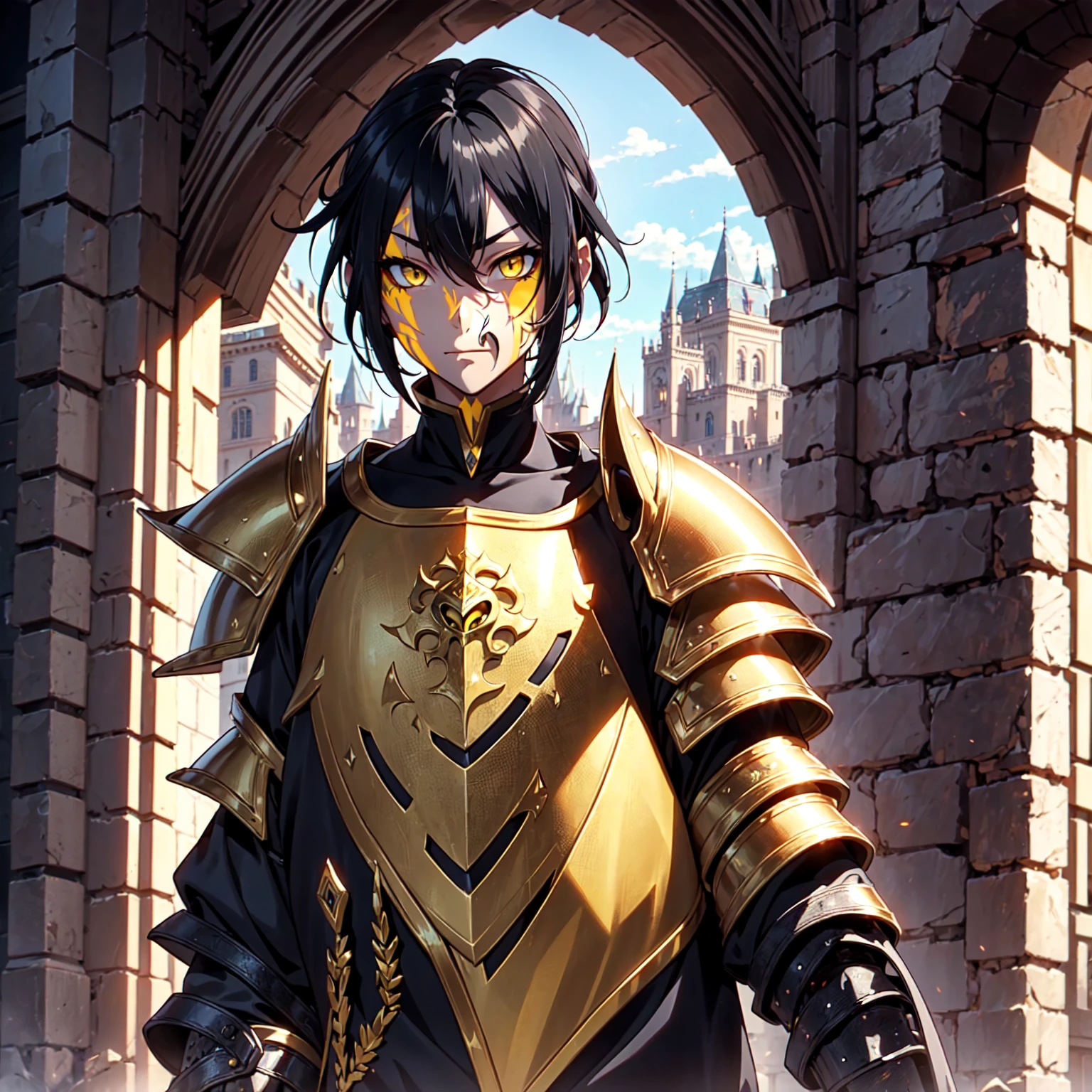 128K Ultra High Definition,
128K Ultra High Quality,
128K Ultra High Resolution,
Best Definition,
Best Quality,
Best Resolution,
Perfectly Detailed,
Perfectly Designed,
Extremely Detailed,
Extremely Designed,
Hyper Detailed,
Hyper Definition,
Hyper Quality,
Hyper Resolution,
Masterpiece,
(((Anime))),
Body Shot,
(((Boy))),
Handsome,
Muscular Body,
(((Black Mid Hair))),
(((Yellow Eyes))),
(((Obsidian Warlord Armor))),
(((Inside Of Medieval Royal Palace Background Scenery))),
