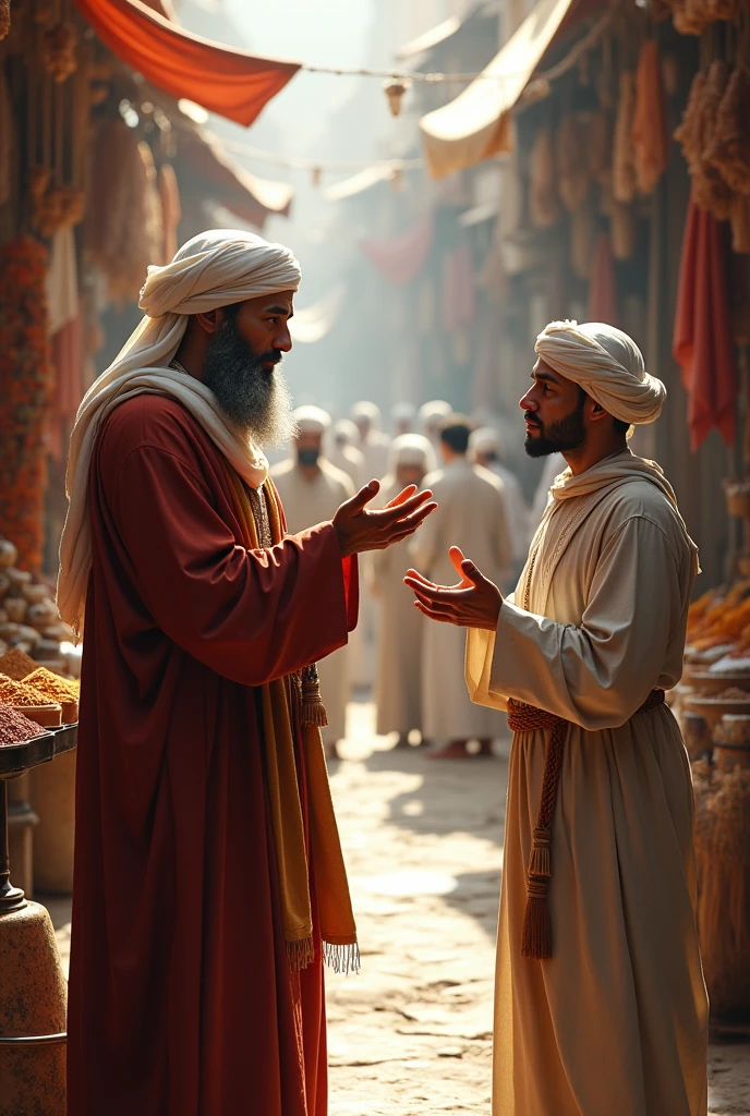 A Muslim commands another Muslim to do good and forbids evil , the image will be on the left side and the market will be on the back