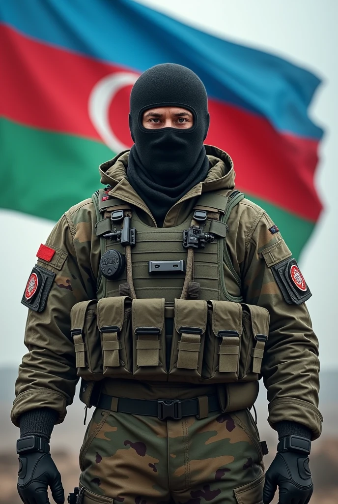 Russian special force uniforma Azerbaijani flag