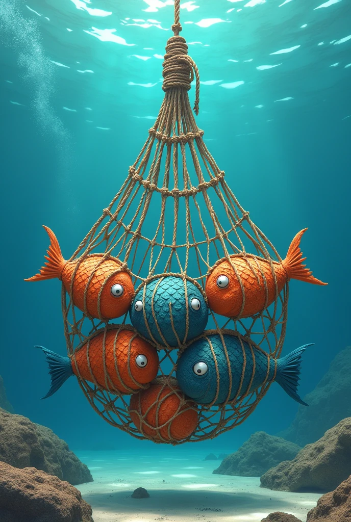 Fish net with fish-shaped bags