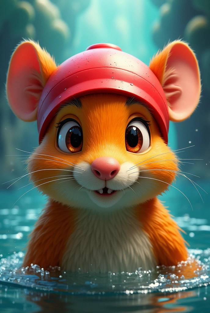 Roddy do filme "Down the drain" with swimming cap
