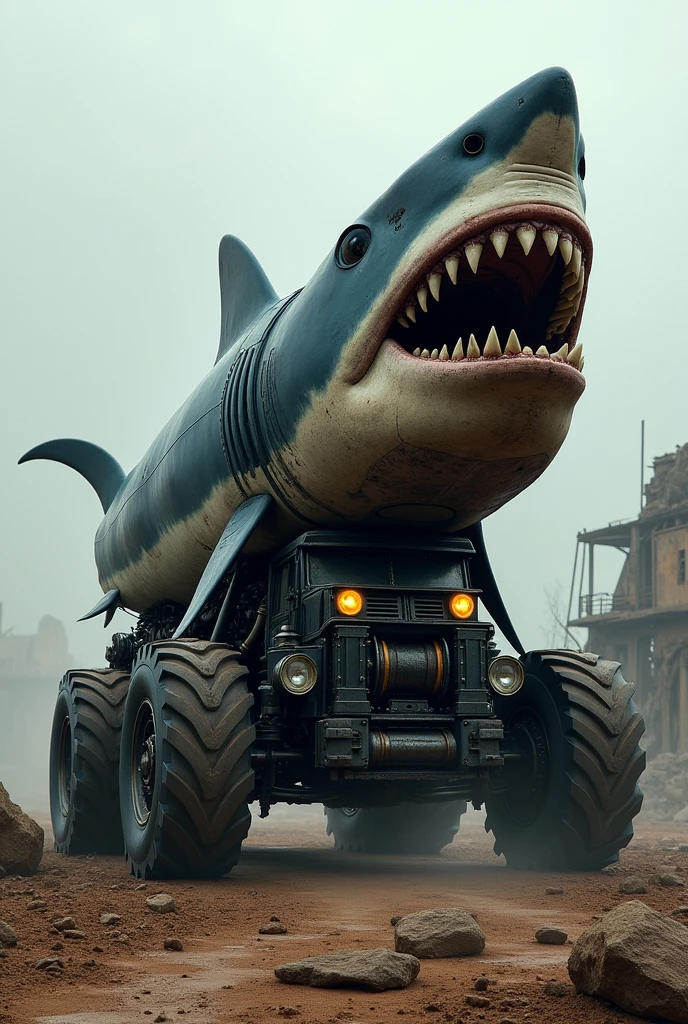 Truck fused with shark