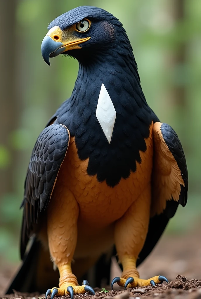 generate a raptor with a fur that is color black on top, white color line on the middle that seperated the color light brown on its lower body colour, white eyelids that closed, white diamond on its forehead