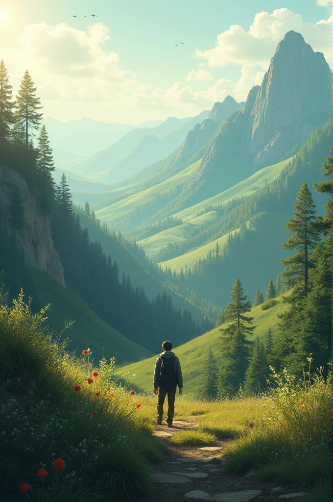 Landscape with a person watching 