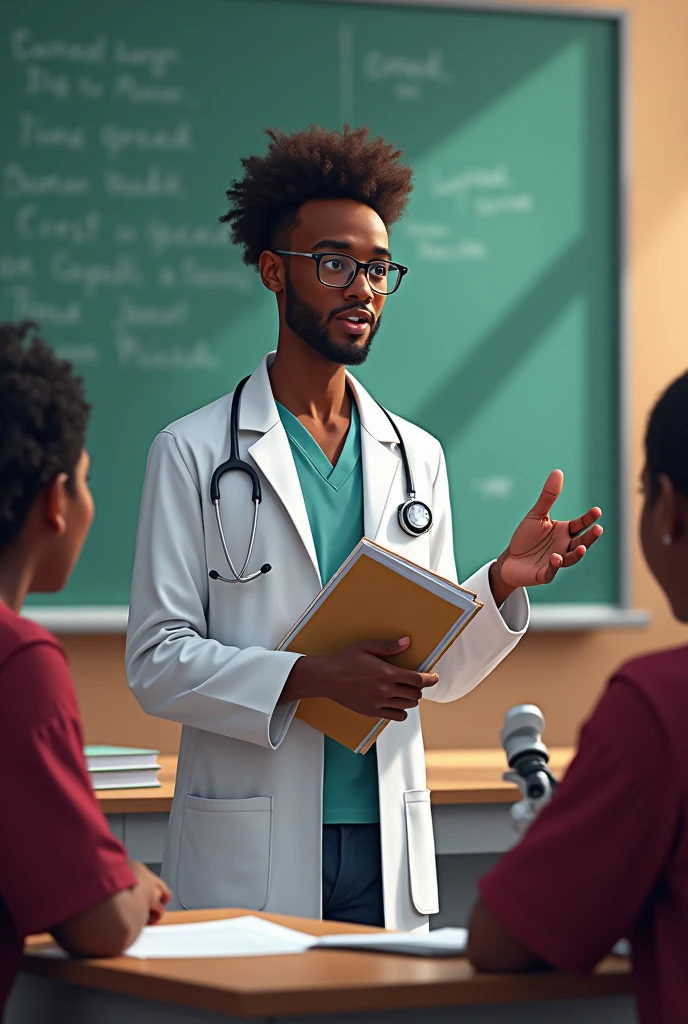 Ethiopia medicine student in Addis Ababa University and he is discussing with his classmates