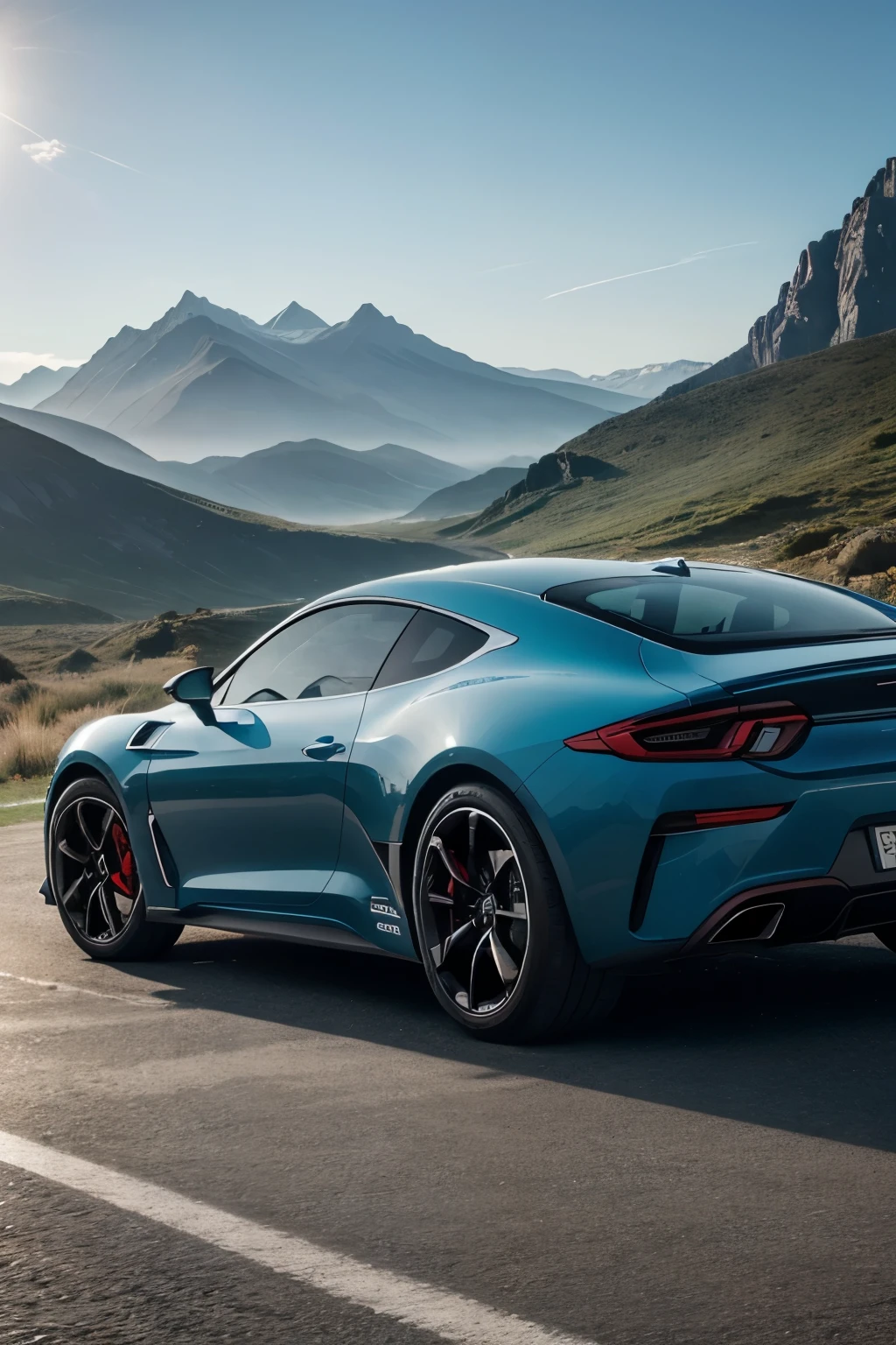 Fond écran de voiture de sport, futuriste, paysage derrière sublime, réaliste, 4K, HDR, Ultra réaliste, beau, futuriste, sportundefined,