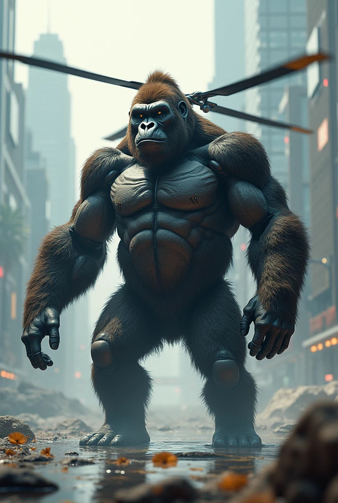 Gorilla fused with helicopter