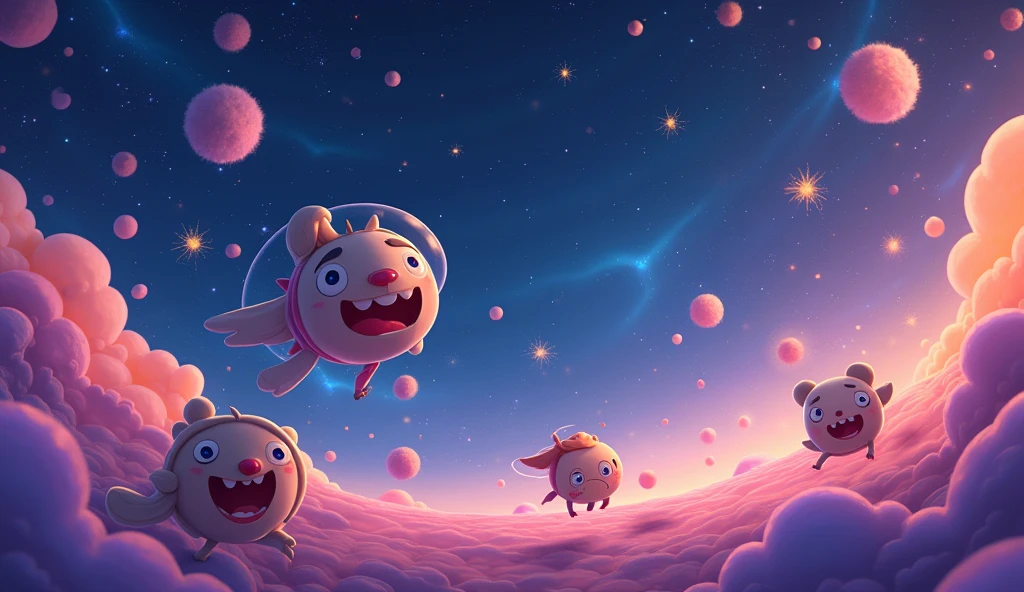 Cartoon video in space