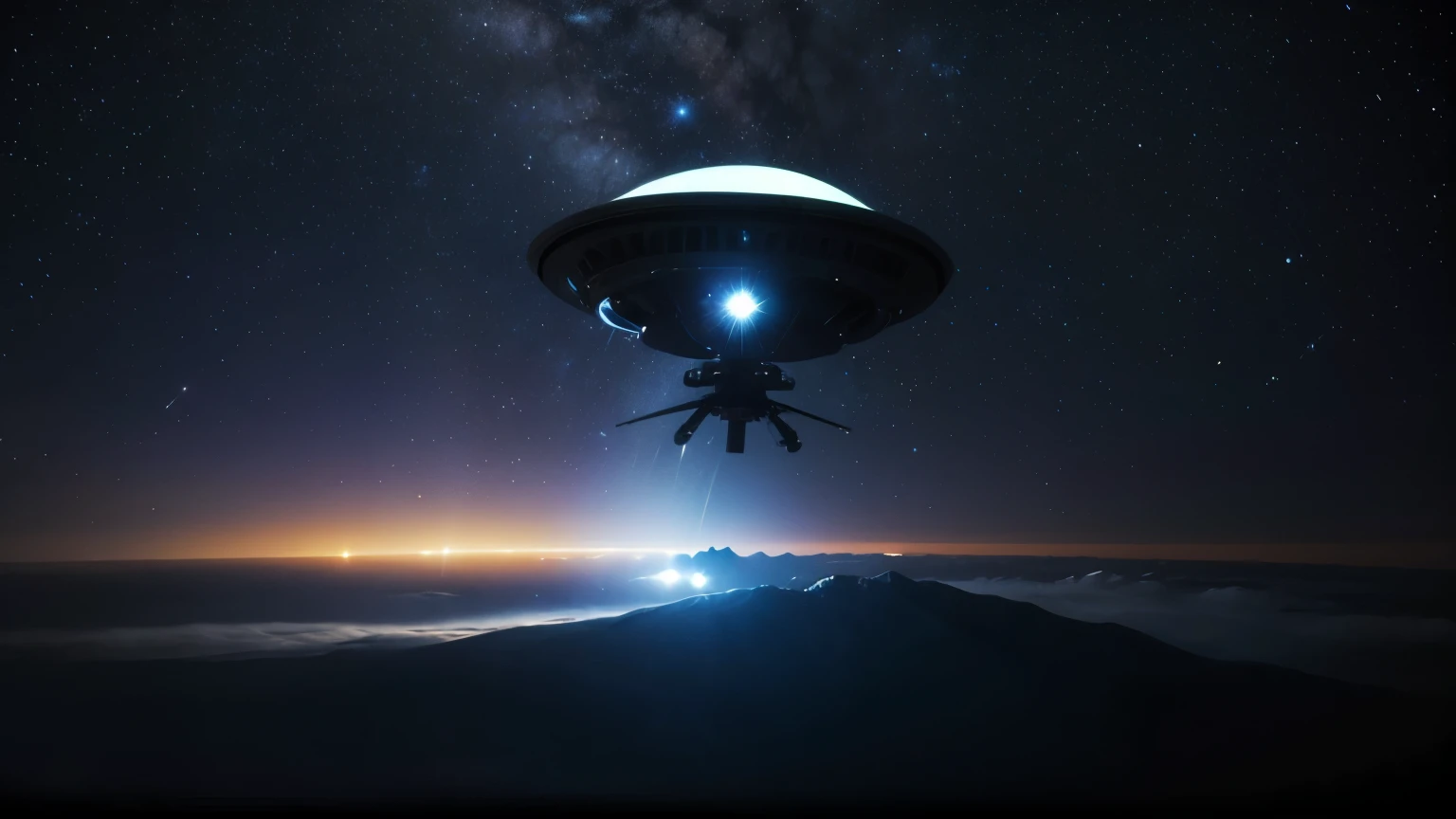 Images of stars and galaxies, followed by photos of UFO and alien sightings.