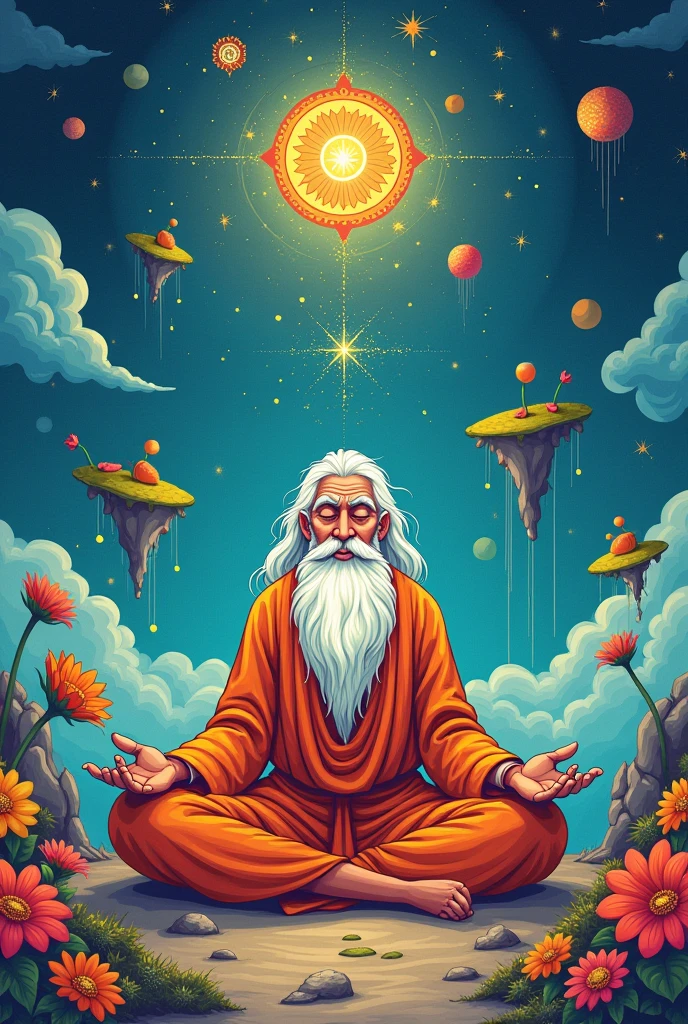 Siddhar dreamed in deep sleep Cartoon illustration