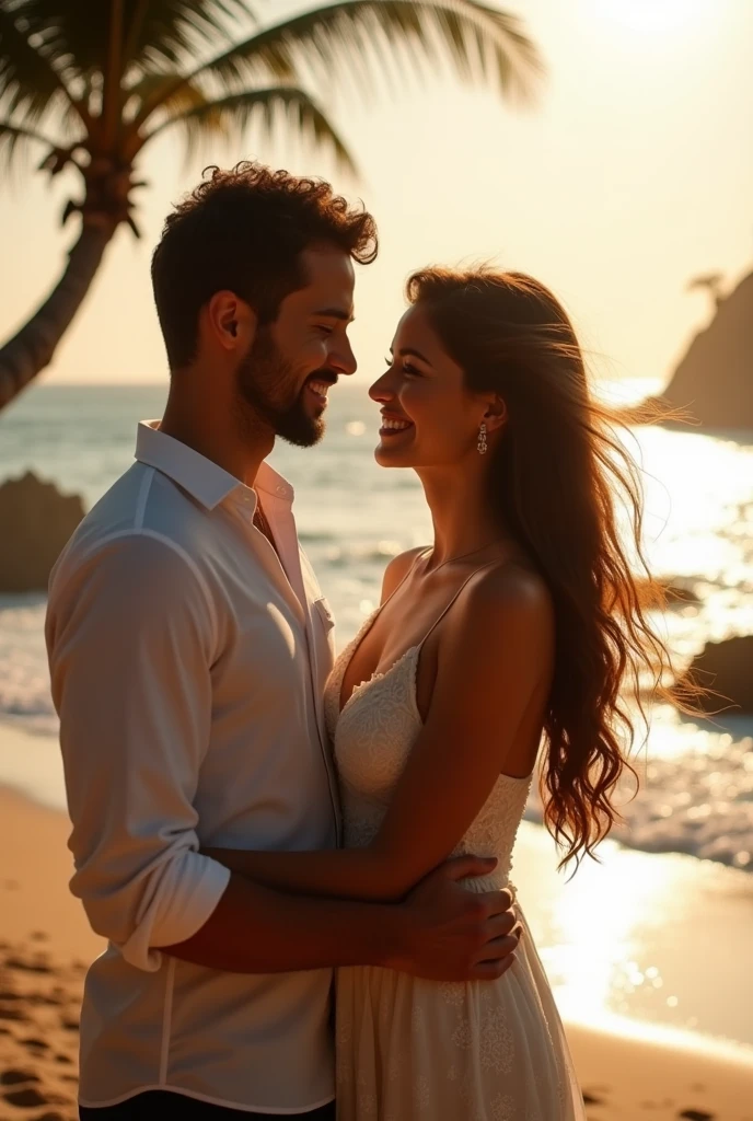 beautiful couple brown hair in love in arraial do cabo brazil 18k realistic outdoors romantic photo shoot