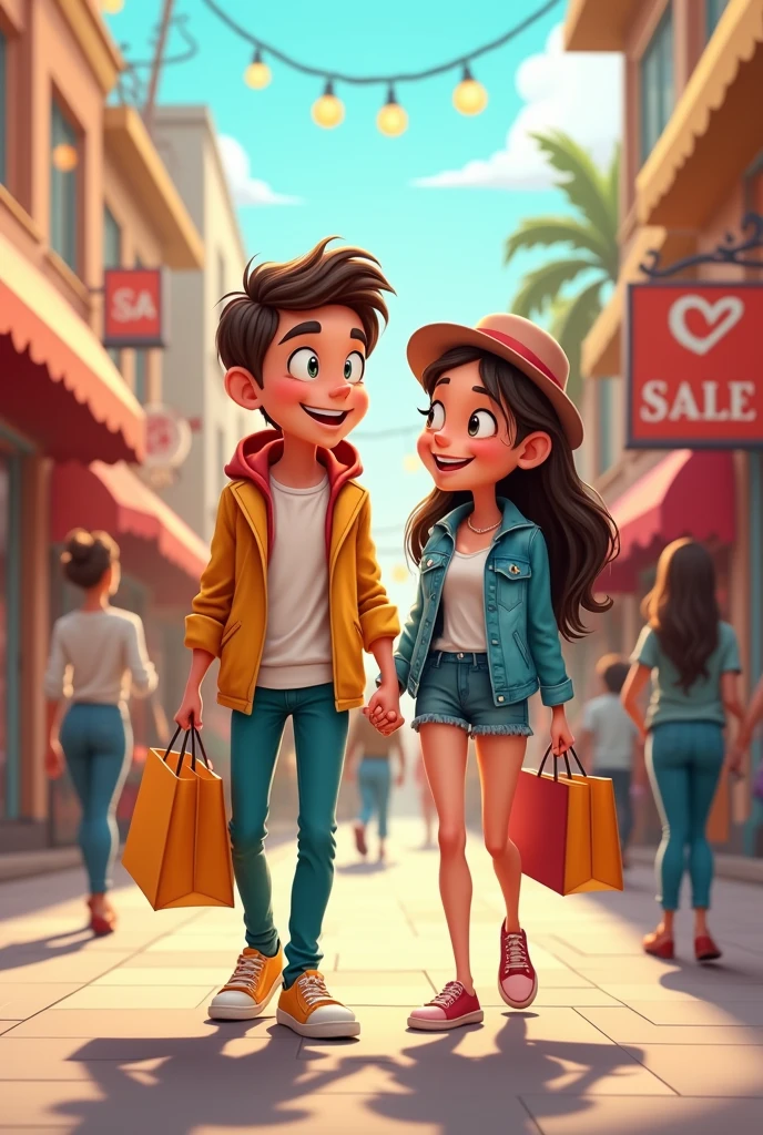 Generate couple photo for going shoping Cartoon photo