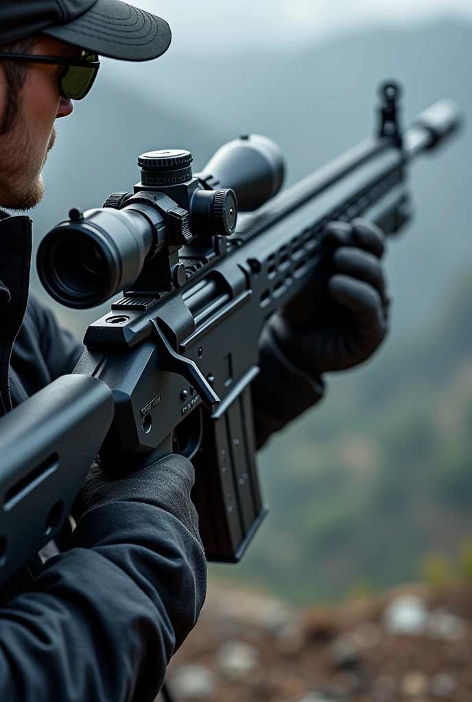 Sniper rifle with tactical stock and 10x scope, 7.62mm bullet