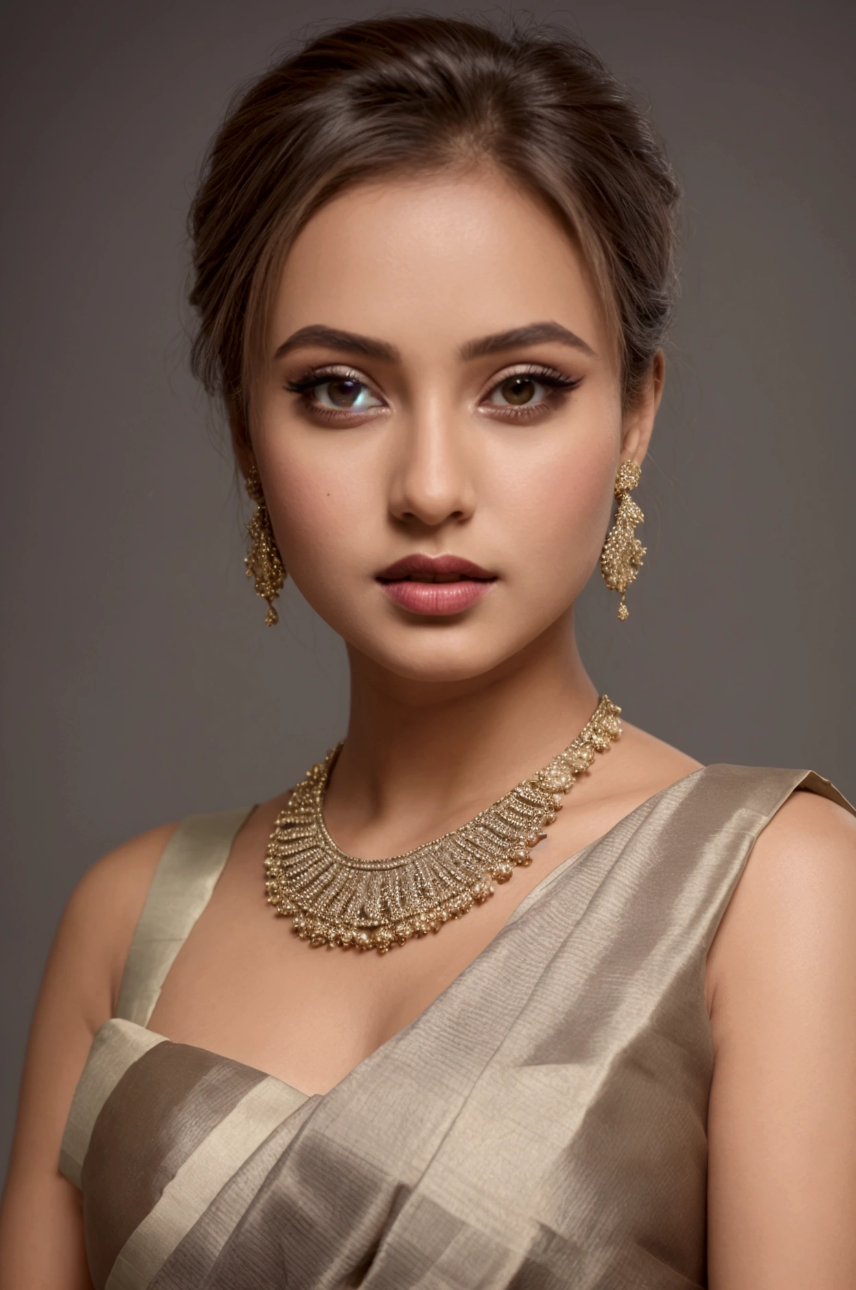 masterpiece, best quality, looking at viewer, solo, saree outfit, night, moonlight, cinematic,