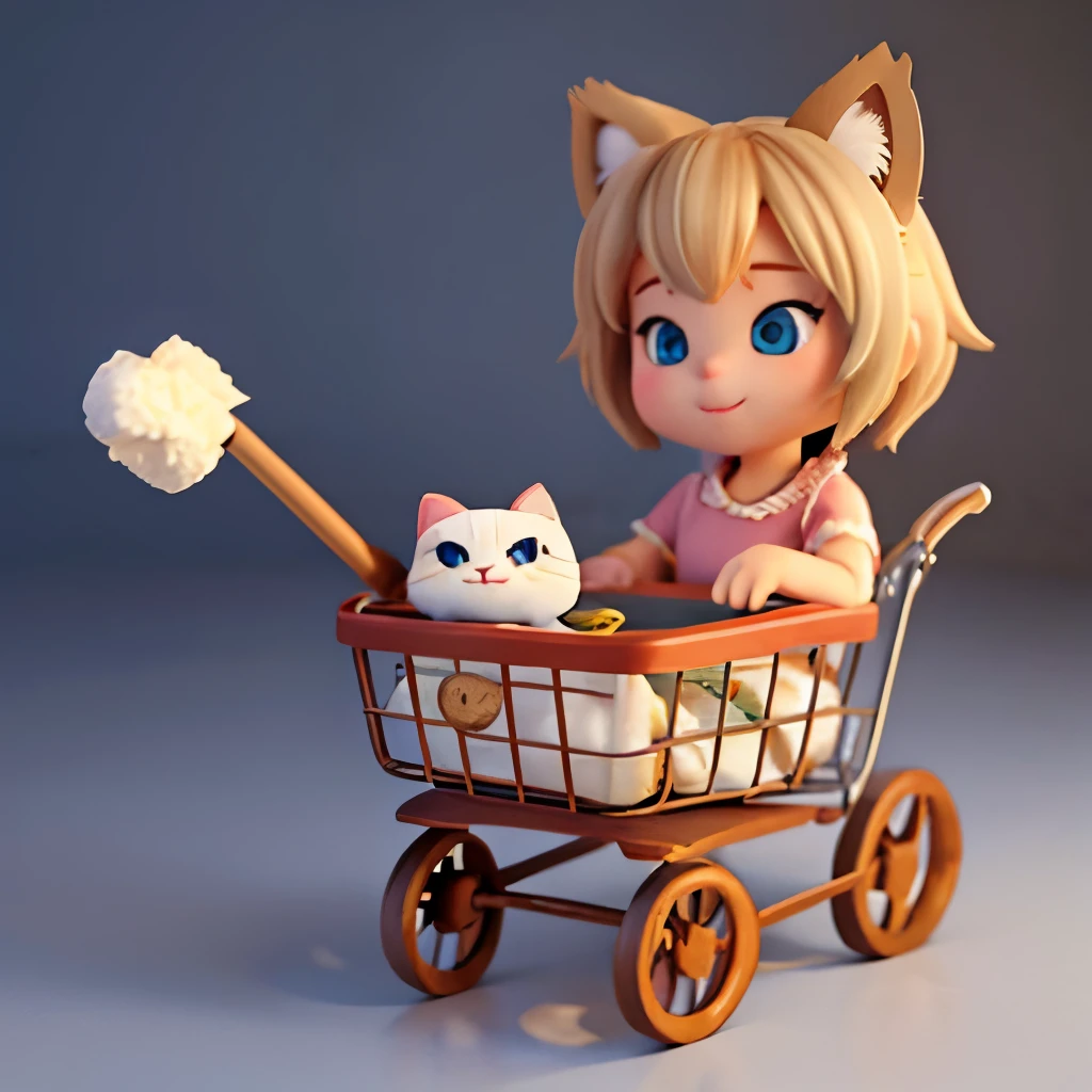 Cartoon，Cute little kitty，In the cart，Simplicity