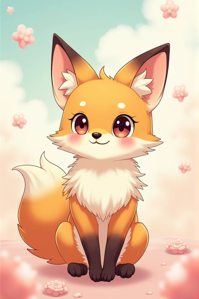 Create a picture of a cute anime fox