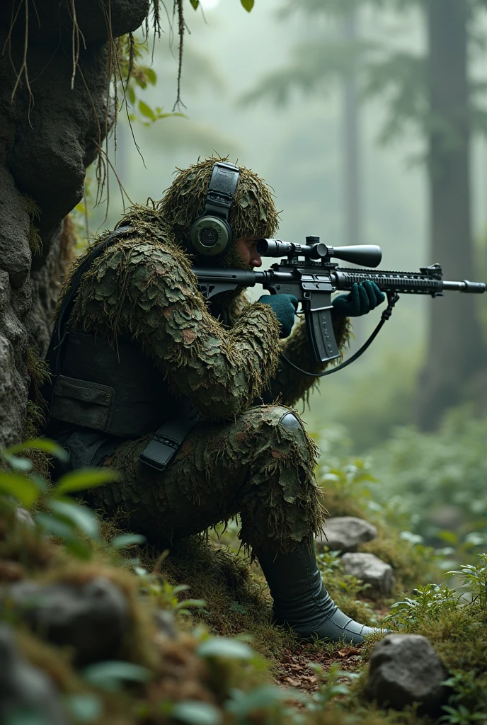 Generate a ghillie sniper